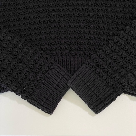 Margaret O’Leary Cotton Blend Mock Neck Open Knit Pullover Sweater Black Medium - Picture 8 of 16